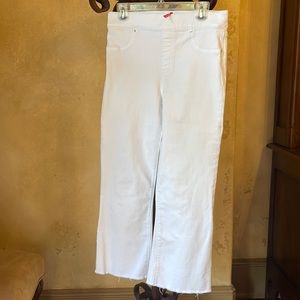 Spanx white stretch denim, wide leg  jean, size large